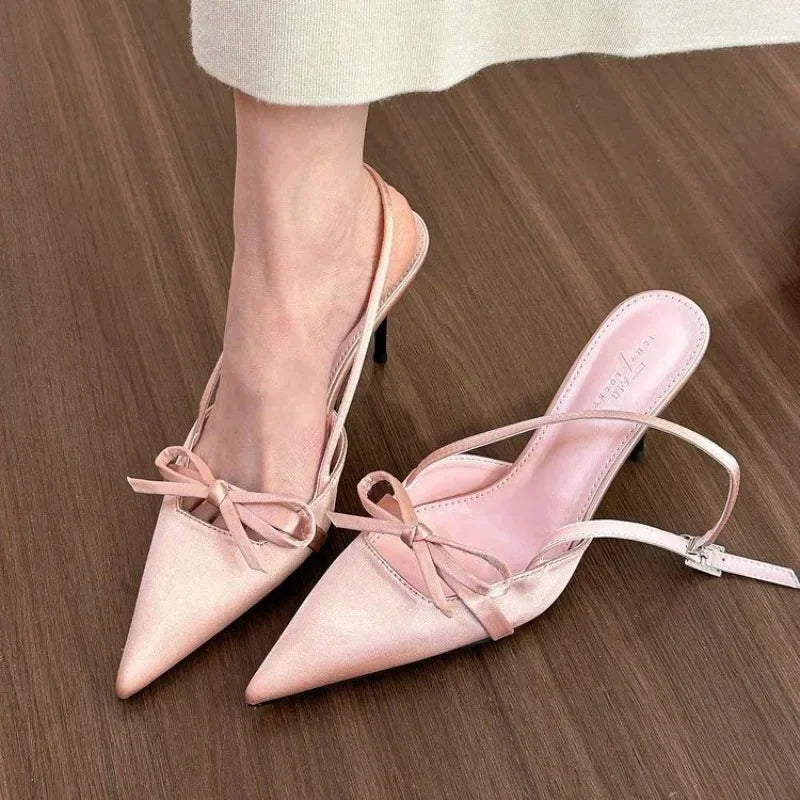 Pointy single-shoe women 2026 new spring stiletto sandals French with skirt temperament pink high heels  kawaii shoes