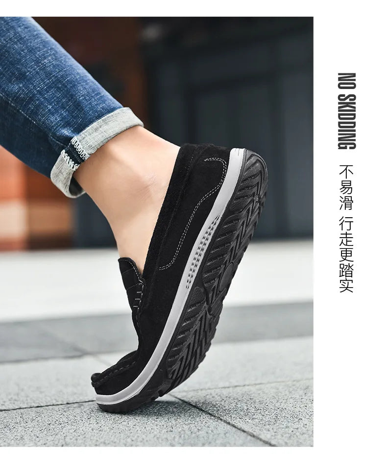 Men's Suede Casual Leather Shoes Fashionable Breathable Comfortable Driving Shoes Men Shoes