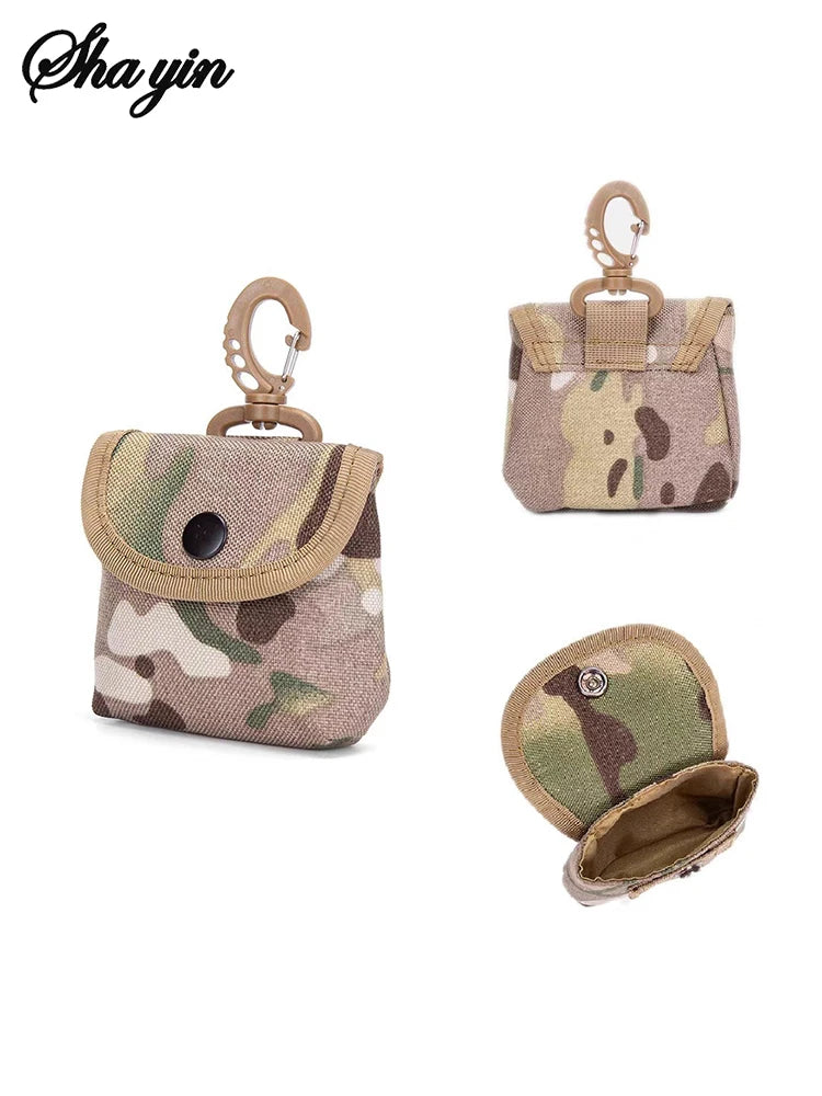 Waterproof Camp Mini Oxford Fabric Keychain Bag, Outdoor Hunting Camouflage Waist Bag for Earphone Keys Coin，EDC Carry Organizer
