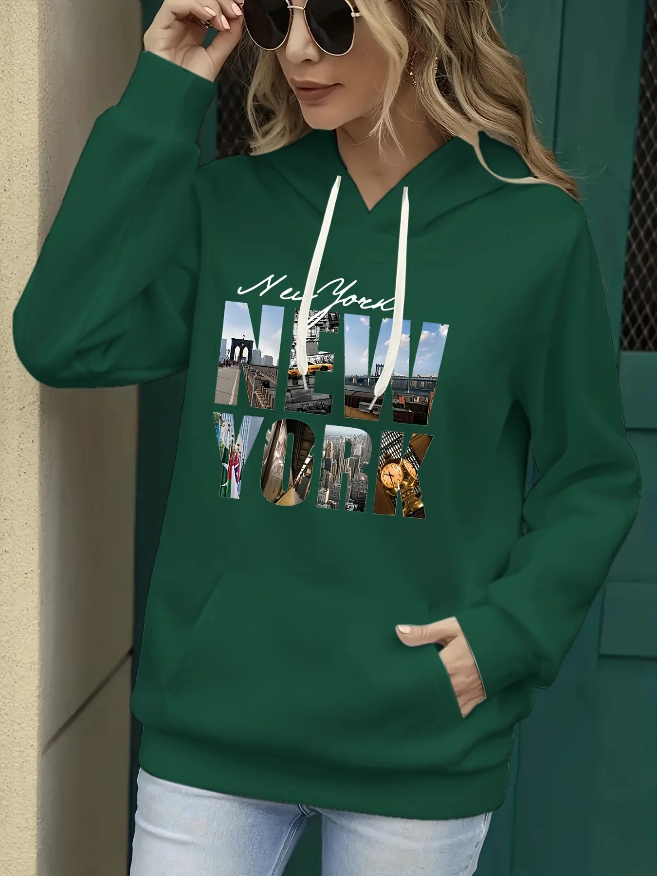 Women's autumn and winter warm and loose casual NOPE not today printed suede long sleeved hooded sweatshirt BAZAARHUBO