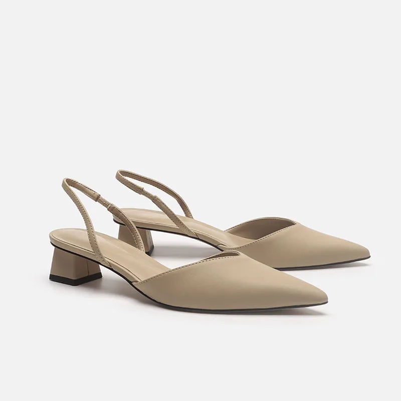 Baotou Sandals Women's 2025 New Summer Simple Pointed Square Heel Sandals Women's High Heels Thin Strap Fashion Single Shoes