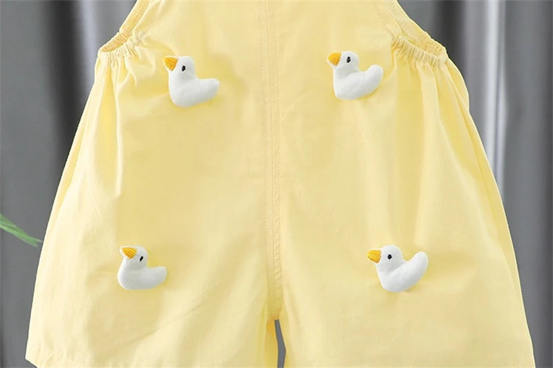 Baby Girls Clothing Sets Children Summer Clothes Cartoon Rabbit Stripe Vest Shorts 2 Pieces Suit Kids Casual Clothes Outfits