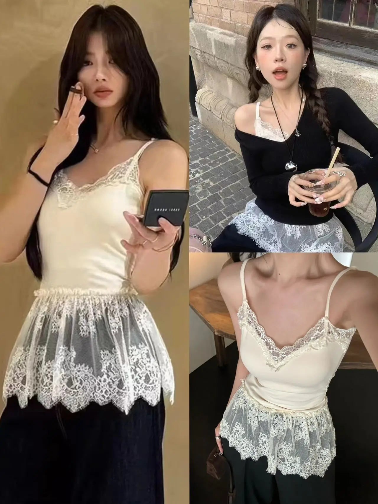 Korean Style Sexy Lace Sleeveless Crop Cami Top Women 2026 Summer Mesh Layer Tank Top Y2K Clothes Ruched Skinny Backless T-shirt