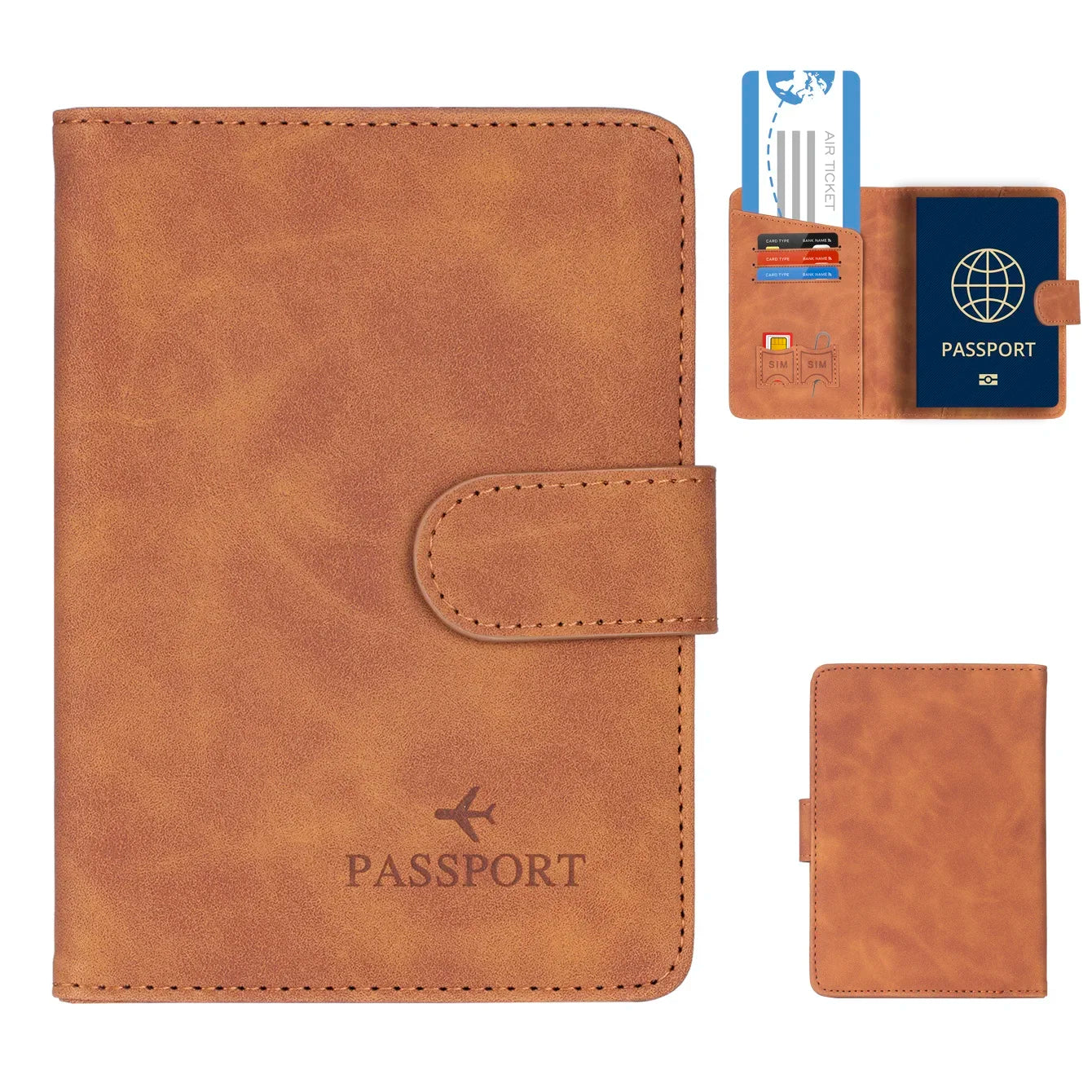 Simple Travel Passport Holder Cover Case Wallet RFID Blocking Business PU Leather Card Case Travel Accessories for Women Men