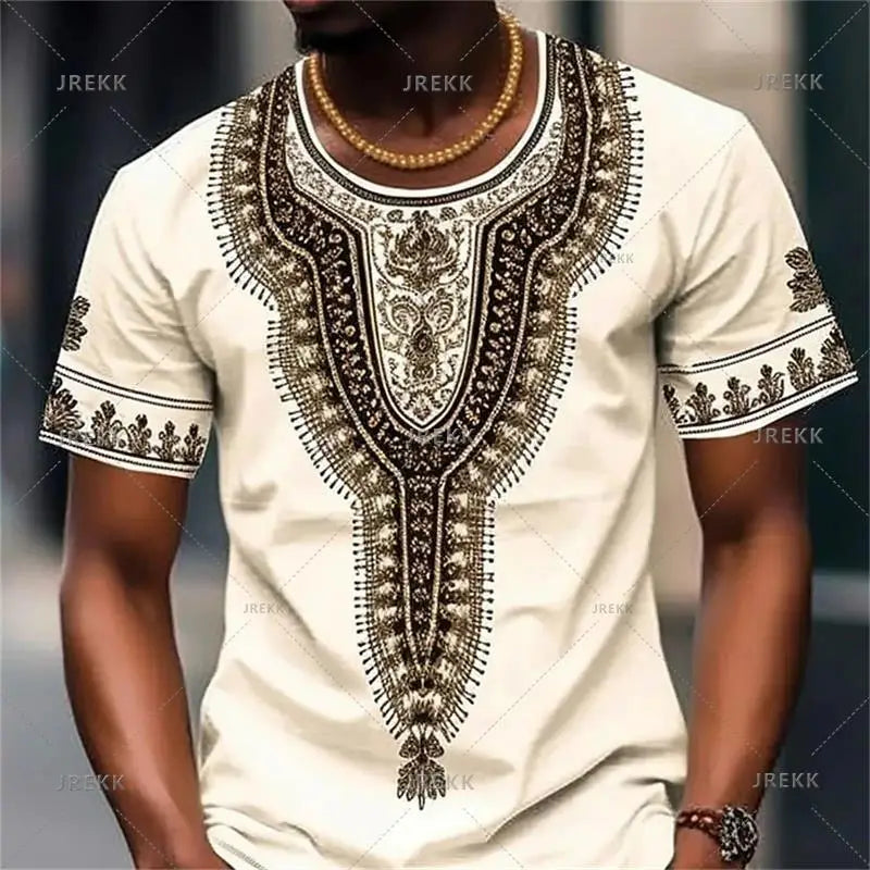 African Clothes For Men Dashiki T Shirts Traditional Wear Clothing Round Neck Casual Retro Streetwear Vintage Ethnic Style Tops