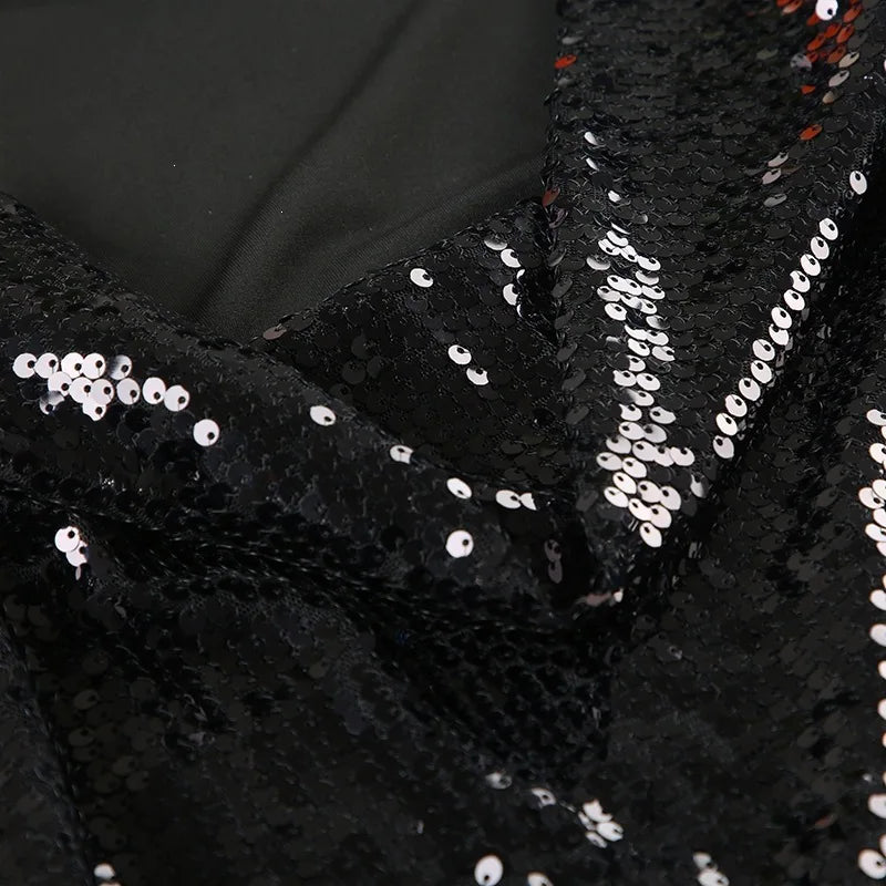 Hotties Sexy Nightclub Style Sequined Big Backless Sexy Butt-covering Short Skirt Pure Lust Sexy Woman Style Dress
