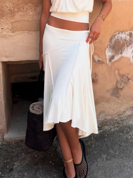 Vacation Style Temperament Irregular European and American Fashion Spicy Girl Mid Length Skirt