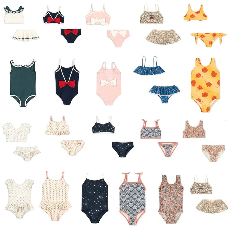Clothing New Kids Swimwear 2026 Summer Floral Printed Girl Swimsuit Beach Wear Bathing Suit Baby Bikinis Set Clothes Children's