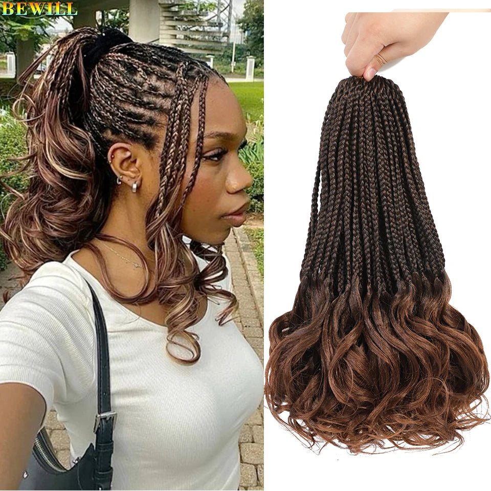 14 18 24 Inch French Curl Crochet Braids Boho Goddess French Curl Box Braids Crochet Hair Synthetic French Curly Braiding Hair
