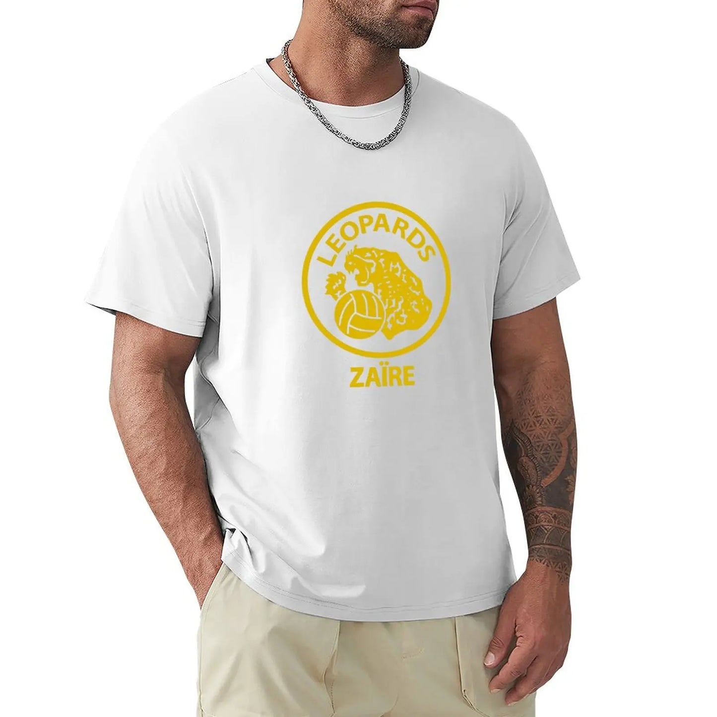 Zaire Leopards 1974 Retro Football T-Shirt tops blanks boys whites t shirts for men cotton