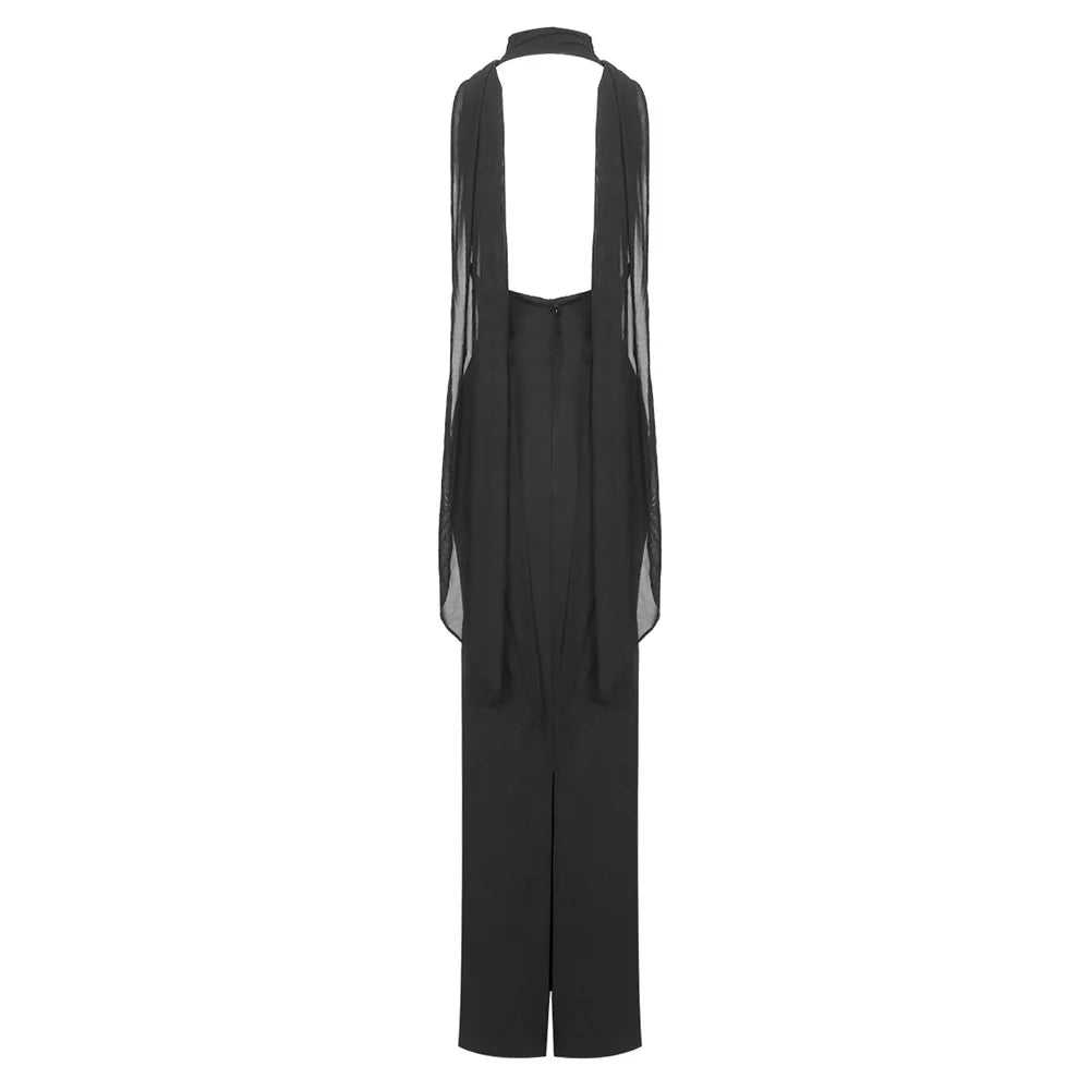 Long Dresses Women Elegant Shinny Deep V Midi Dress Female Sleeveless Backless Long Vestidos Lady Party Club Evening Robes