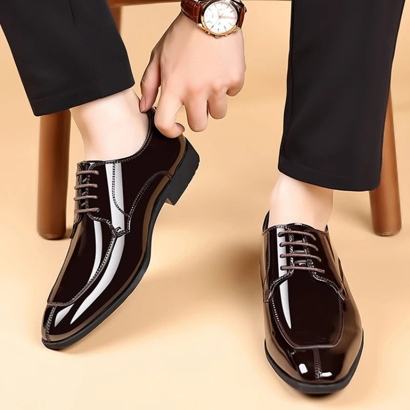 Business Men's Dress Shoes Patent Leather Trend Mens Party Shoe Soft Sole Casual Shoes Plus Size 38-48 Men Shoes High Quality