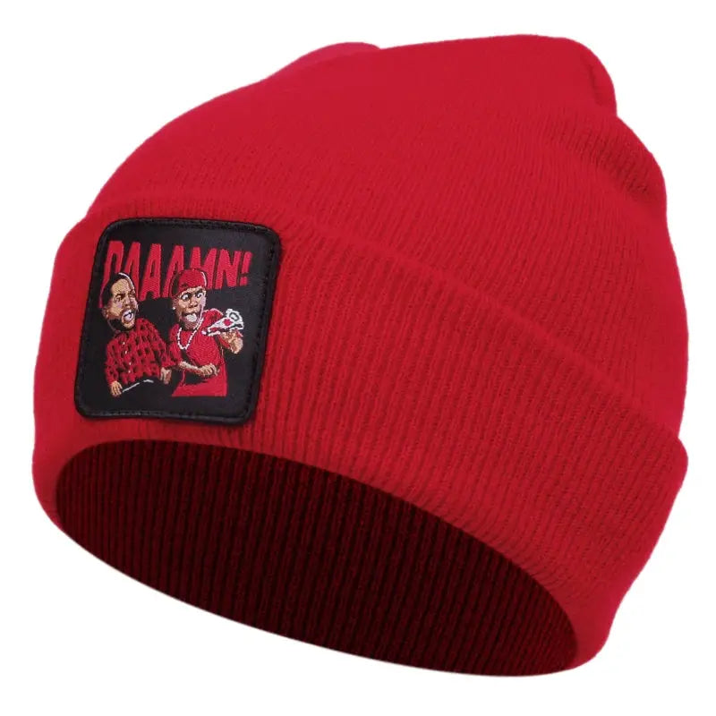 DAAAMN cartoon embroidered knitted hat for autumn and winter outdoor sports events Warm woolen hat hip-hop BAZAARHUBO