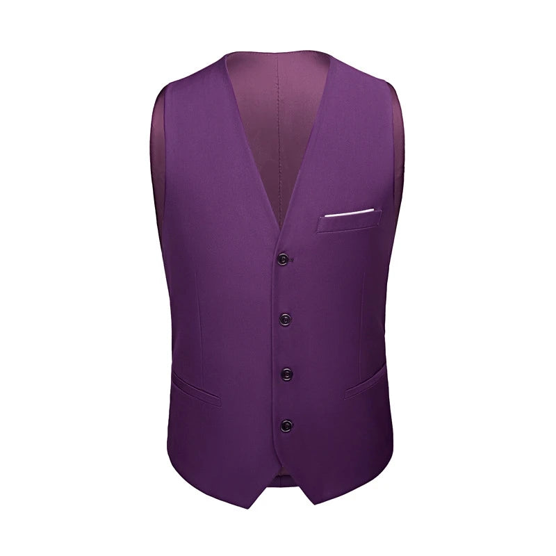 M-6XL Luxurious Fashion High-end Solid Color Men's Official Business Casual Suit Vest Groom Wedding Dress Party Male Waist Coat