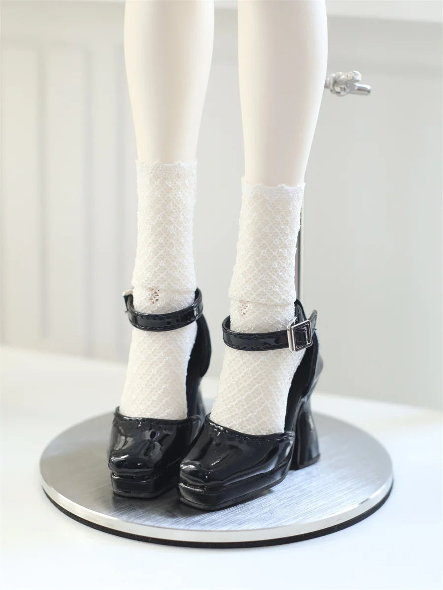 BJD Doll Shoes Toys GL/DFH 1/4 Girls High Heels Square Toe Pink White Black Soft Silk Elegant Glossy Leather Doll Accessories