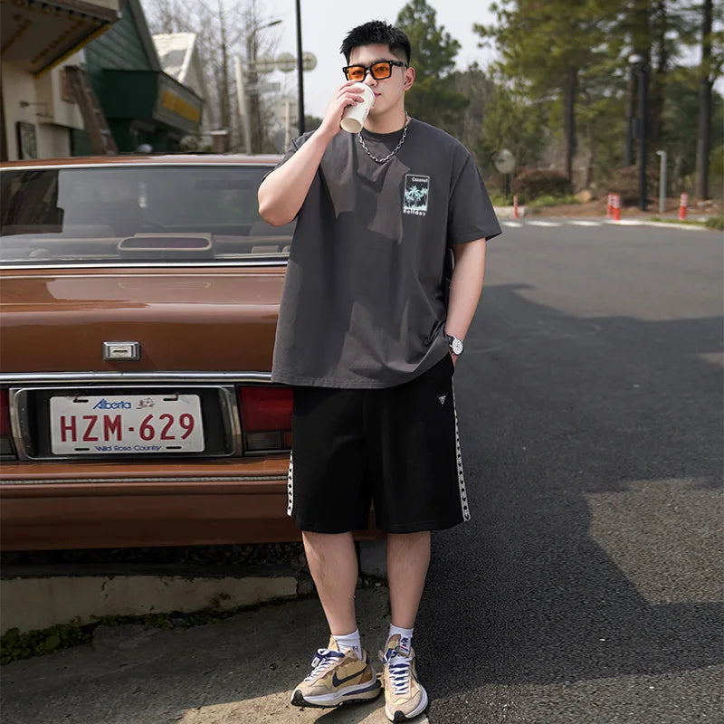 Men T Shirt Printed Popular Tees Big Size 110-175kg 6XL/7XL Plus Size Fashion Cotton Round Neck Short Sleeve Oversized Tops