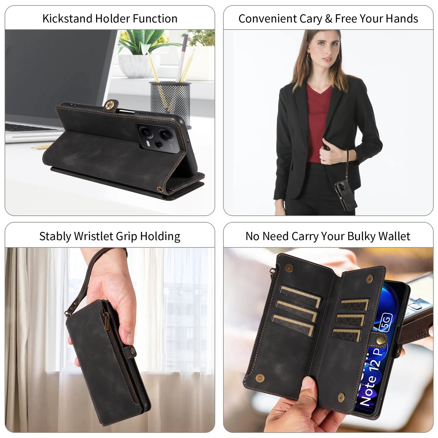 For Xiaomi Redmi Note 15 14 13 15C Poco X7 Pro F5 12 13C 14C 13T 15T Plus 5g Cases 4g Leather Wallet Card Holder Flip Phone Bags
