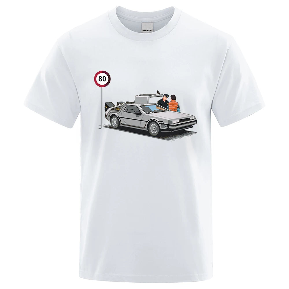 I Was Caught Speeding Funny Printed T-Shirts Men Fashion Casual Short Sleeves Loose Oversized T Shirt Breathable Cotton Tees