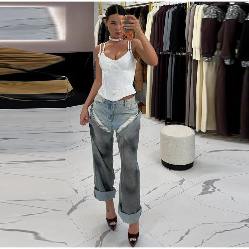Elegant Lace Patchwork Sling Top Women Sleeveless Backless Patchwork Crop Tops Female 2026 Fashion Summer Spring Vest Lady