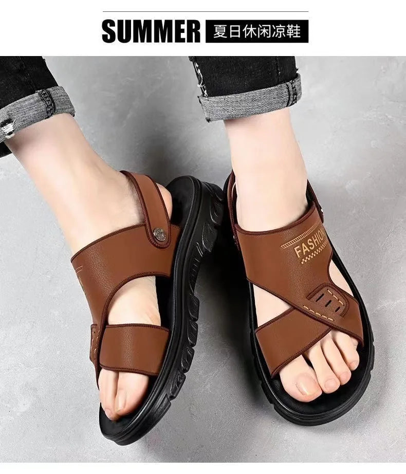 Men's sandals summer non-slip beach shoes casual wear cool slippers men's thick soles