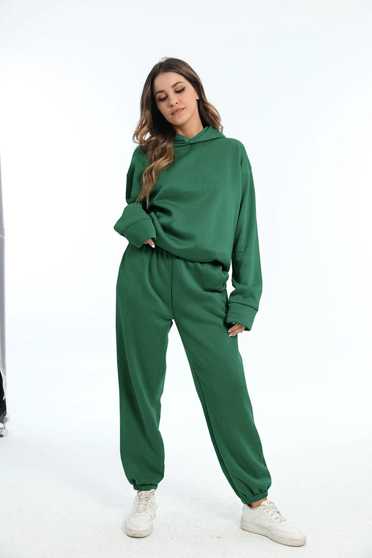Women Two Piece Sets Tracksuit 2022 Autumn Casual Solid Long Sleeve Hoodie Sweatshirts Female Fashion Oversized Trouser Suits