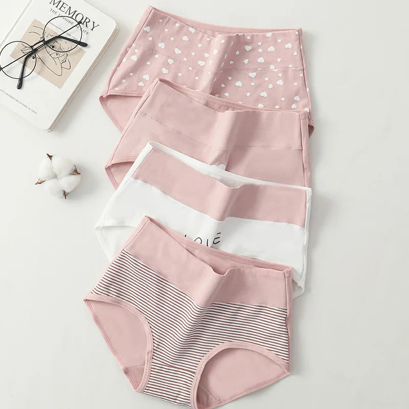 4Pcs Cotton Women's Panties High Waist Body Shaper Underwear Breathable Underpants Plus Size M-5XL Panty  Soft Female Briefs