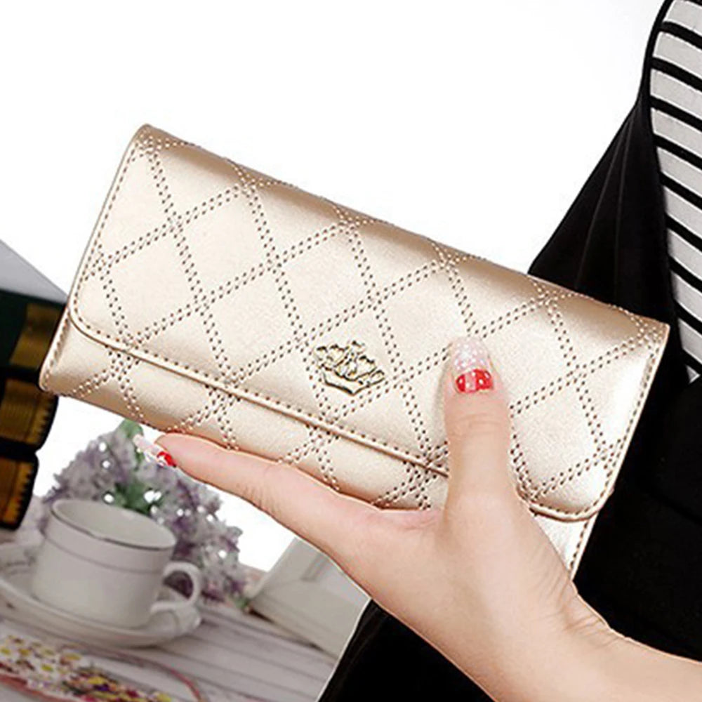 Wallets For Women Cute Pink Pocket Womens Wallets Purses Plaid Pu Leather Long Wallet Hasp Phone Bag Money Coin Pocket Bag
