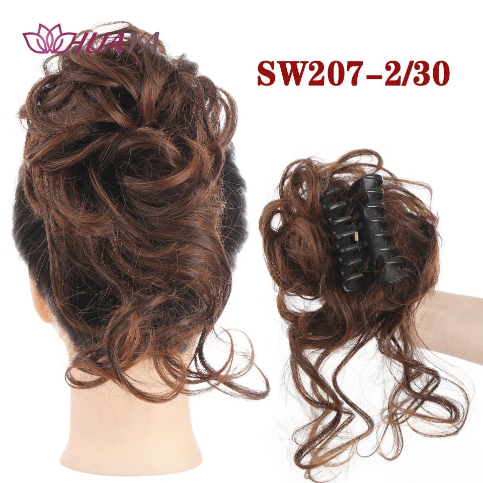 Synthetic Hair Bun Chignon for Women Messy Bun Hair Piece Tousled Updo Hair Extensions With Claw Clip Curly Hairpins Black Brown