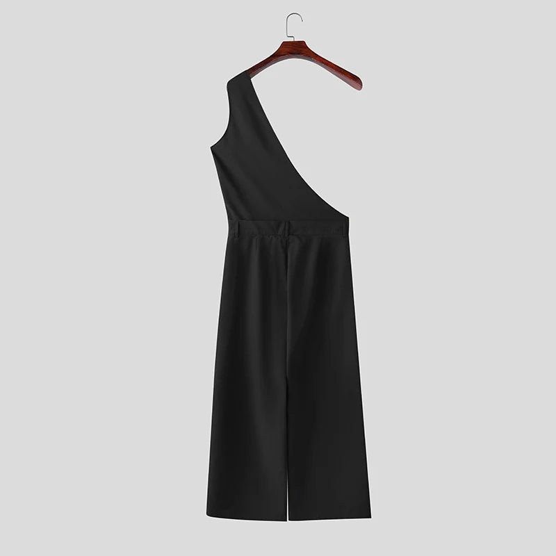 INCERUN Men's Jumpsuits Pants Solid Color Loose Sleeveless Irregular Rompers For Man Streetwear 2026 Fashion Casual Man Overalls