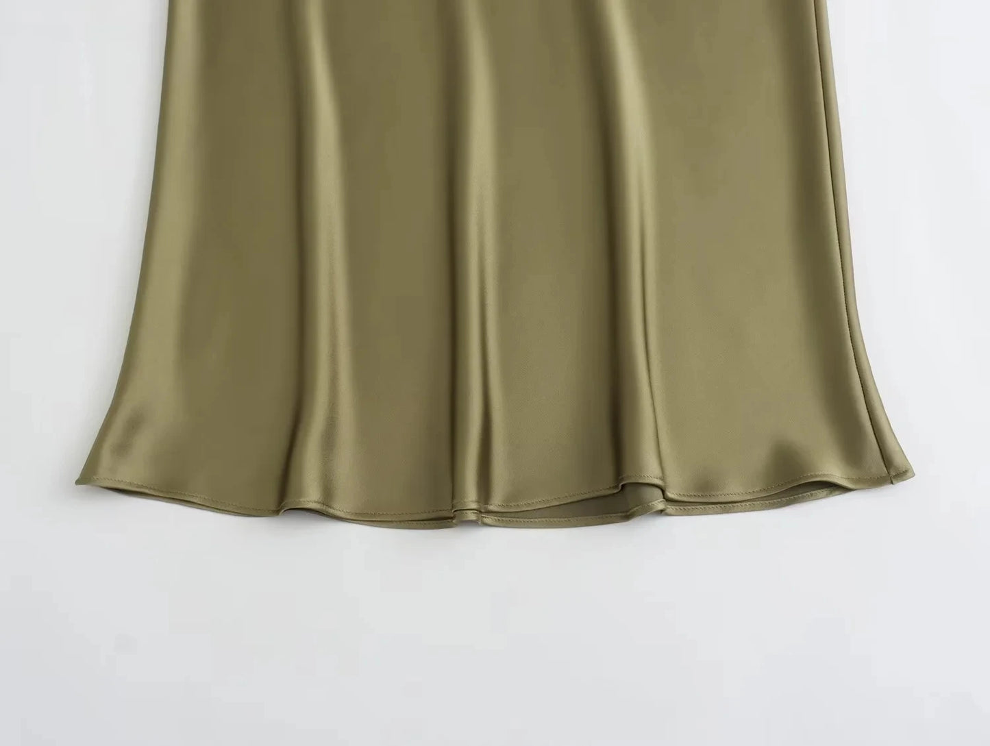 HH Women Fashion Vintage Solid Skirt Satin Slim Elastic Waist Midi Skirts Office Lady Wear Elegant Woman Chic Mermaid Skirt