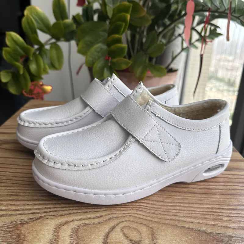 STRONGSHEN Women Platform Wedges Casual White Shoes Soft Nurse Work Shoes Hollow Out Breathable Comfort Non-slip Nursing Shoes