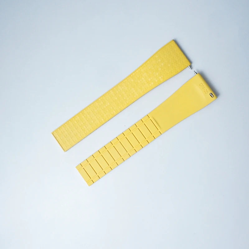 Cut to Size Fluoro Rubber Watch Strap 18/19/20/21/22mm Mosaic FKM Deployment Buckle Universal Flat End Replace Band Bracelet
