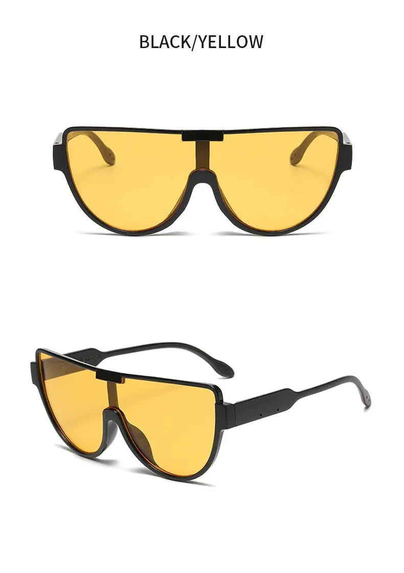 Fashion New Retro Oversized Sunglasses Women Integrated Frame Eyeglasses Punk Style Street Photography Glasses BAZAARHUBO