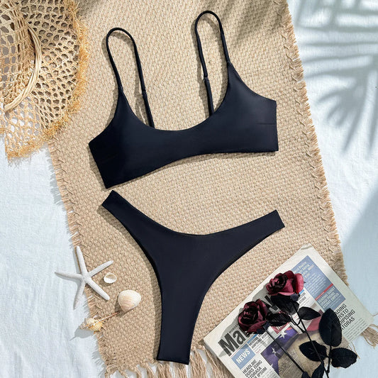 Sexy Sport Type Bandeau 2 Piece Swimsuit Splicing Bikini Push Up Bikinis Women Swimwear Sporty Bathing Suit Beach Wear Biquini
