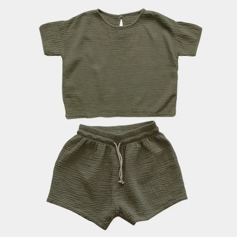 Fashion Children Girls Set Muslin Shirt and Shorts Set for Kids Girls Casual Loose Shorts Sets Summer Clothes