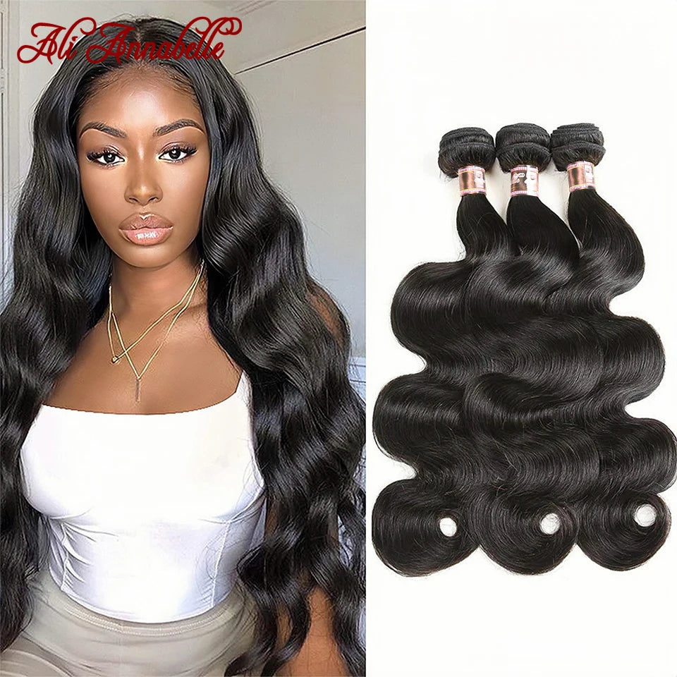 Body Wave Human Hair Bundles Peruvian Human Hair Weave Bundles 1/3/4 PCS Bundles Deal Ali Annabelle Hair Extensions 30 Inch