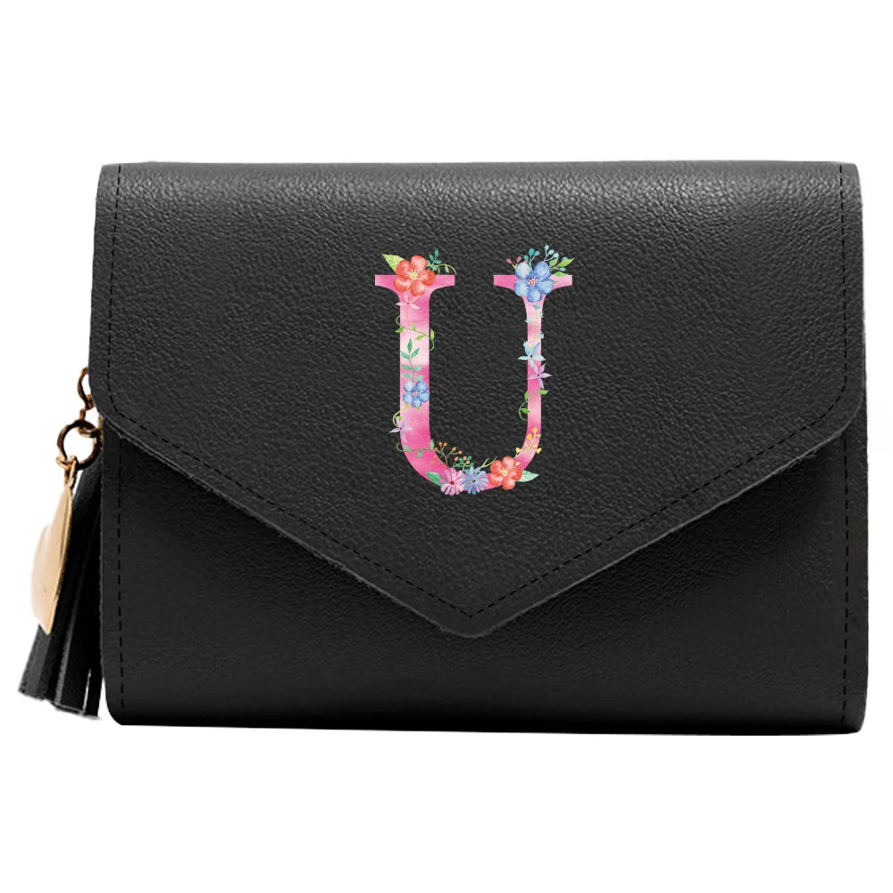 Purse Female Mini Wallet Cute Purse Pink Letter Pattern Slim Wallet RFID Blocking Credit Card Holder Coin Pocket ID Window