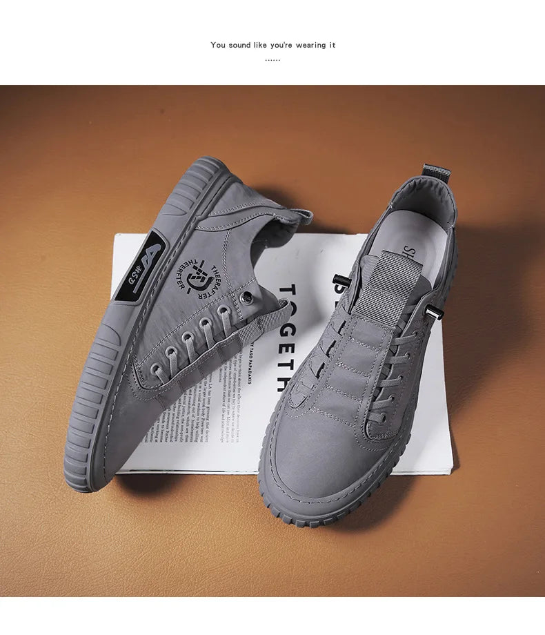 Trend Canvas Men's Shoes Breathable Green Casual Shoes for Men Comfor All-match Sneakers Ice Silk Cloth Men Walking Tennis Shoes