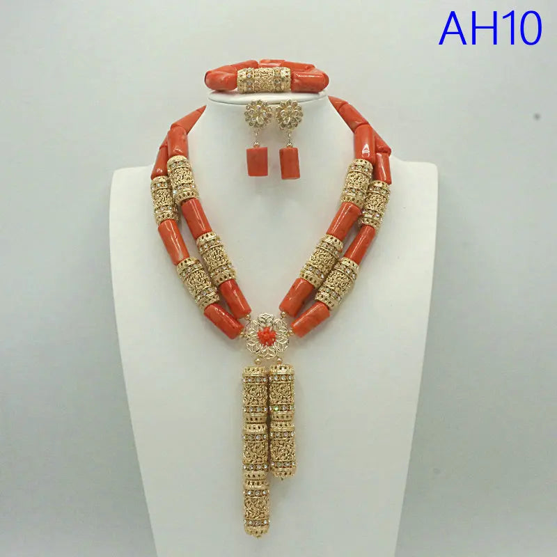 african fashion wedding real big coral beads jewlery set