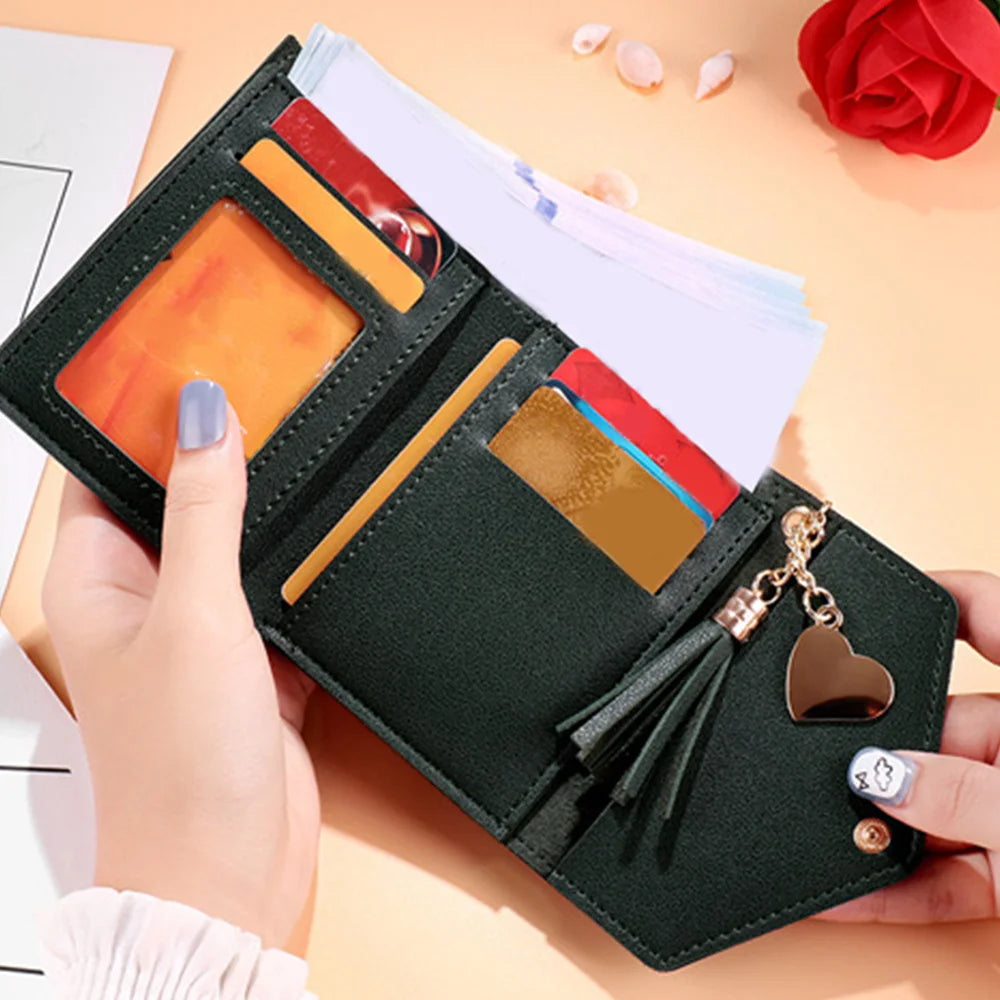 Purse Female Mini Wallet Cute Purse Pink Letter Pattern Slim Wallet RFID Blocking Credit Card Holder Coin Pocket ID Window