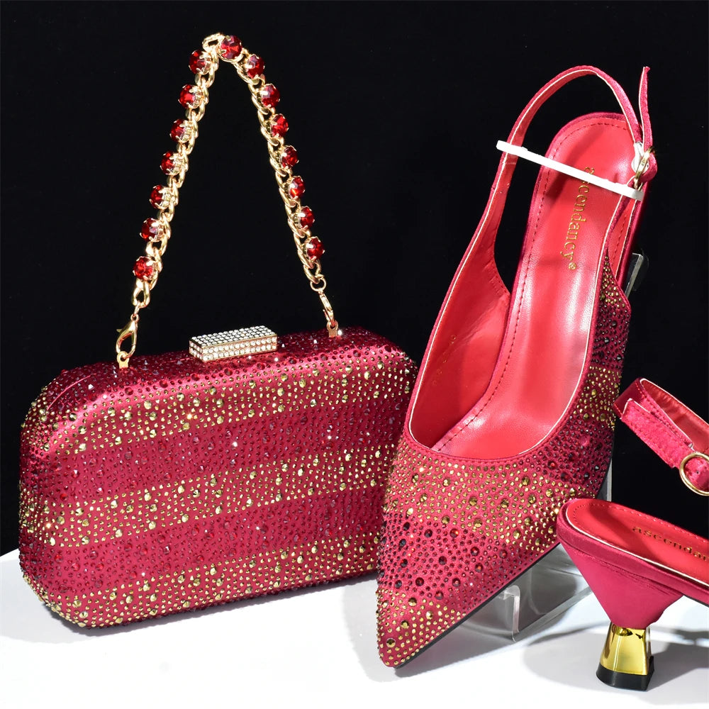 Doershow African fashion Italian Shoes And Bag Sets For Evening Party With Stones SILVER Italian Handbags Match Bags!   HAB1-2