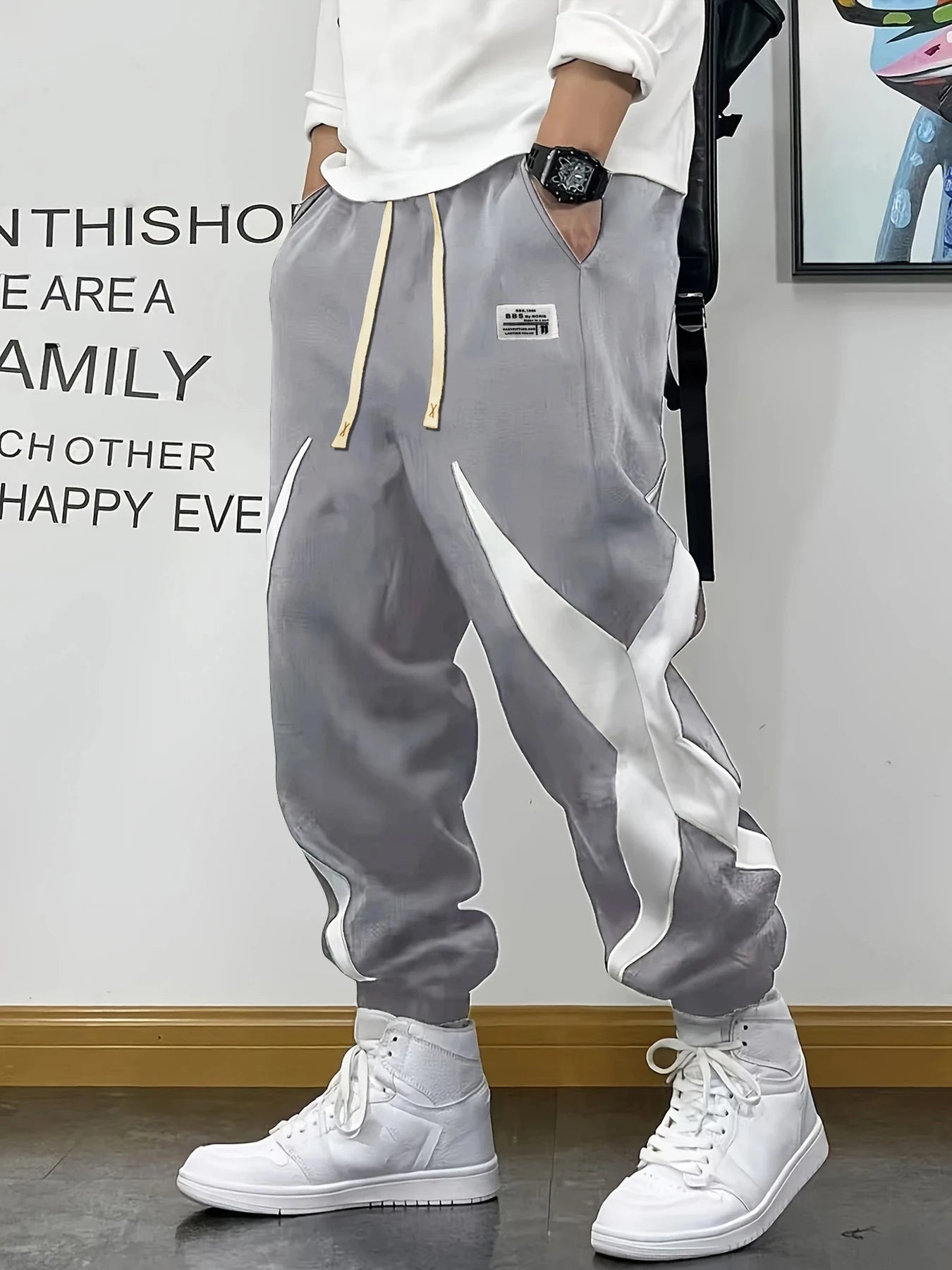 Boys' pants, boys' casual pants, can be worn in all seasons, with contrasting colors and street style, suitable for boys aged 7-