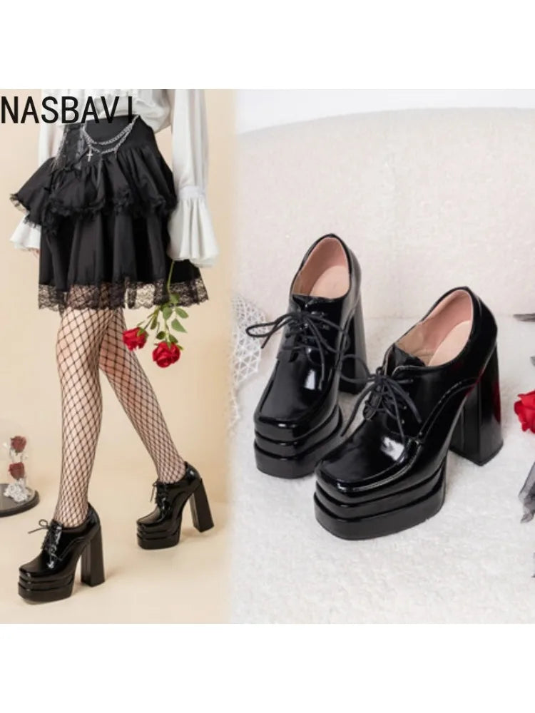 NASBAVI Chunky Platform Super High Heels Pumps for Women 2025 Brand New Spring Fashion Show Shoes Punk Party Ladie Loafers