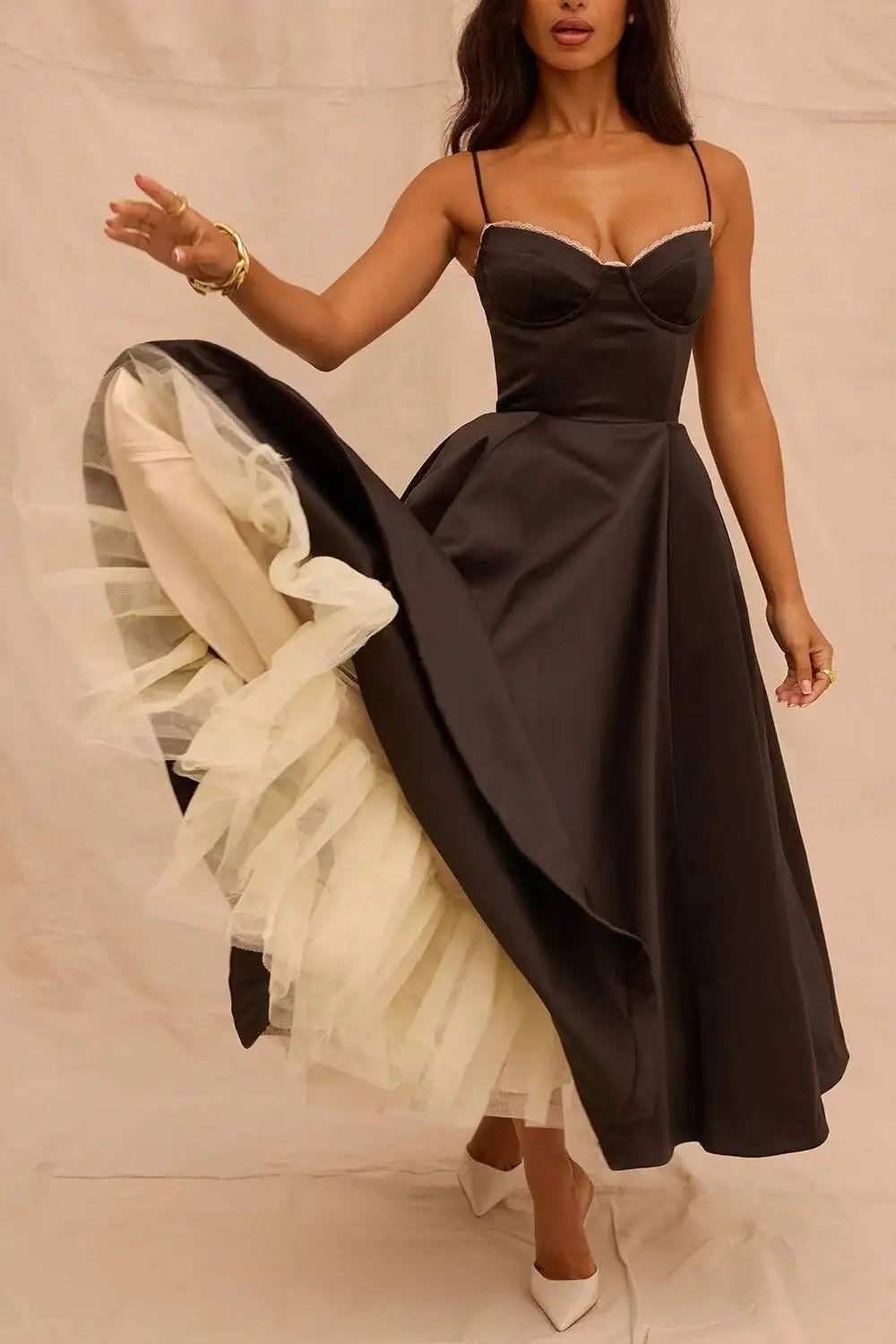 2026 Spring/summer High End Satin Strapless Heavy Industry French Waist Strap Sexy Hot Girl Medium Long Dress Women Elegant