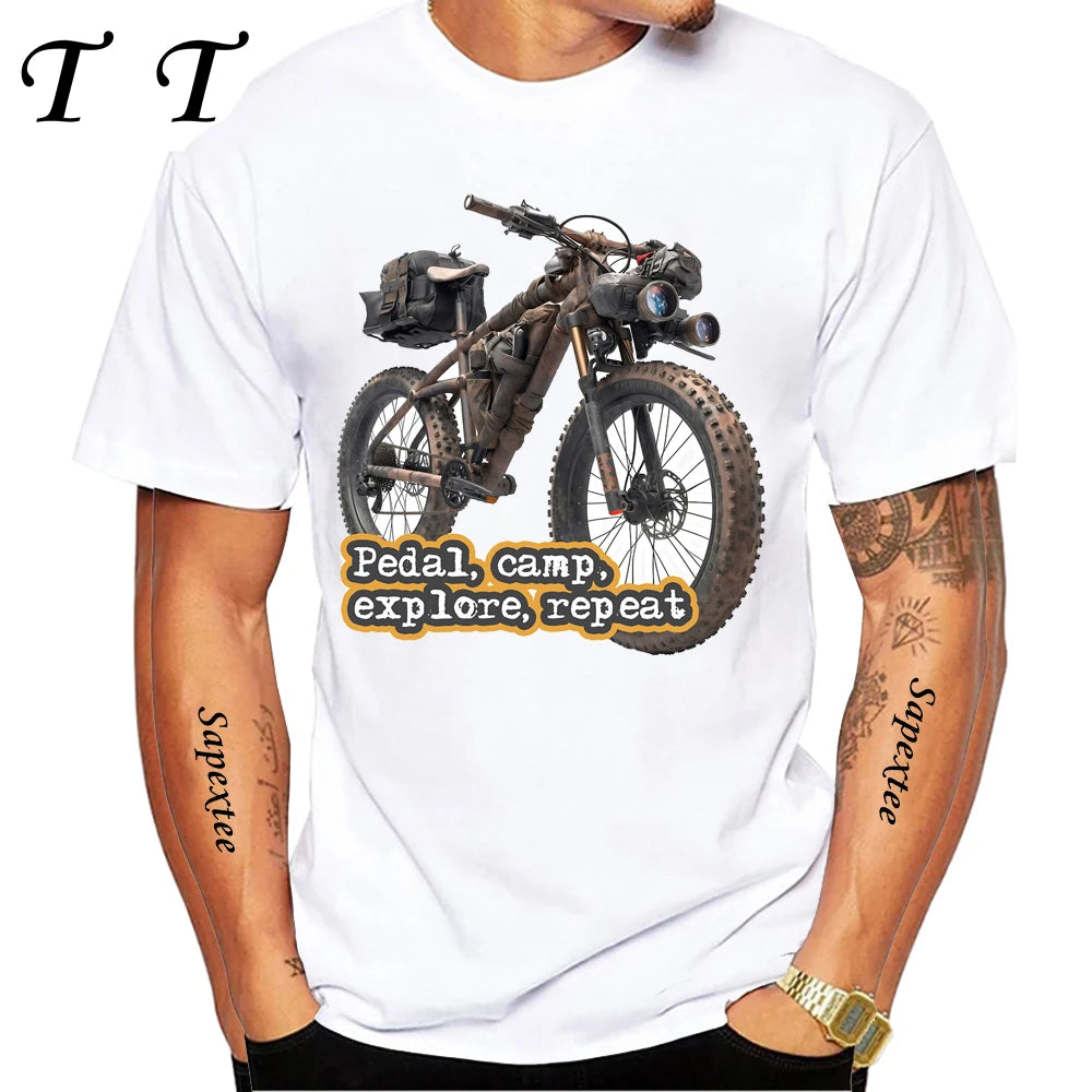 Travel On Gravel Bikepacking Print T-Shirt Summer Men Short Sleeve Funny Bicycle Sport Boy Tops Anatomy Bike Cycling Casual Tees