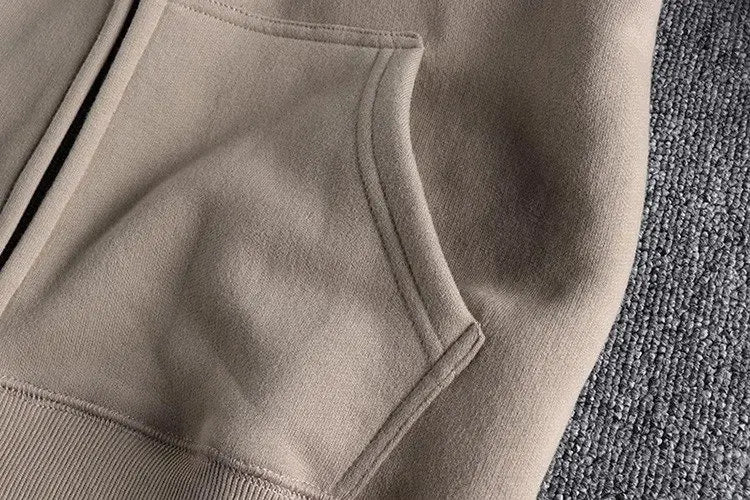 Men's Thickened Fleece Hoodie Sweatshirt Autumn Winter Heavyweight Sporty Casual Zipper Jacket Vintage Youth Open Cardigan