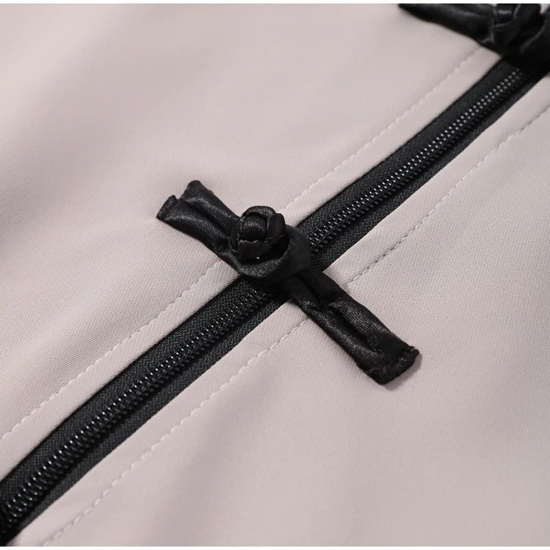 Casual Zipper Shirt Pants Suit Women Solid Button Stand Collar Drawstring Shirts Loose High Waist Trousers 2026 Spring Set Lady
