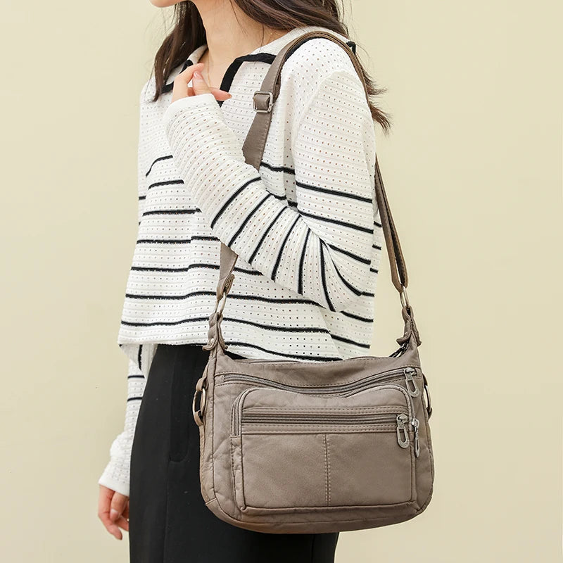 Women Bag 2023 New Fashion Middle-aged Handbag Multi-pocket Practical Messenger Vintage Shoulder Bag Hobos Trend Crossbody Pack
