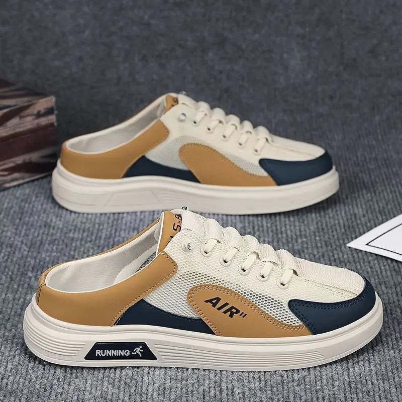 Men's Half Slipper Slip-on Man Casual Fisherman Shoes Breathable Mesh Platform Shoes Soft Bottom Sneakers Comfortable Men Shoes