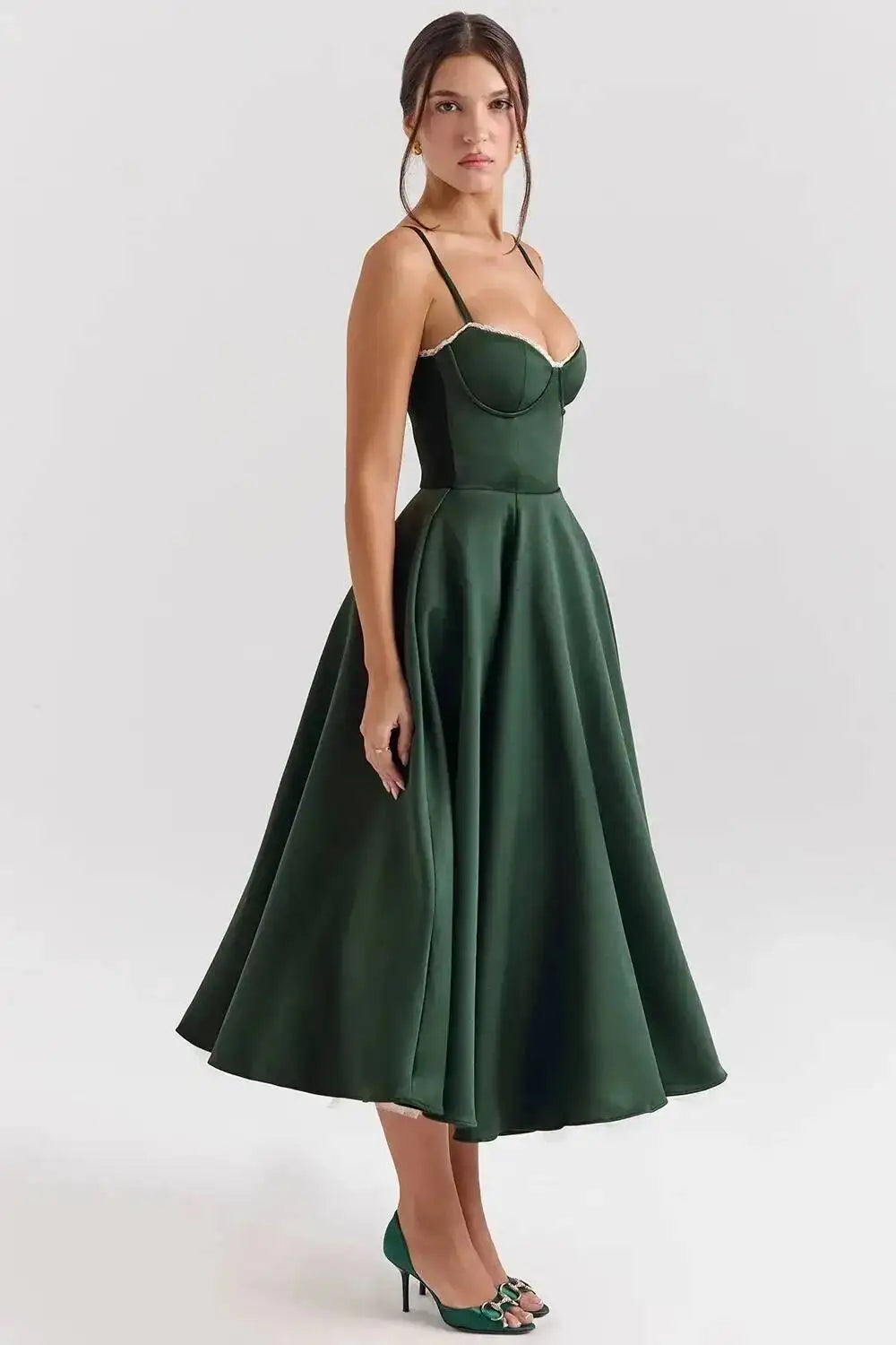2026 Spring/summer High End Satin Strapless Heavy Industry French Waist Strap Sexy Hot Girl Medium Long Dress Women Elegant
